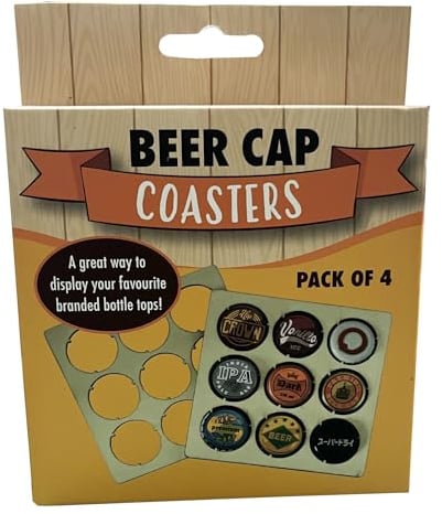 Diabolical Gifts DP1300 Beer Cap Coasters - Bottle Cap Gifts for Dads, Men & Bar Gadgets