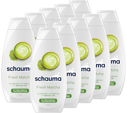 Schauma Schwarzkopf Klärendes Shampoo Fresh Matcha (10x 400 ml), Haarshampoo befreit das Haar von Rückständen, Shampoo für fettigen Ansatz & trockene Spitzen mit Matcha-Tee-Extrakt
