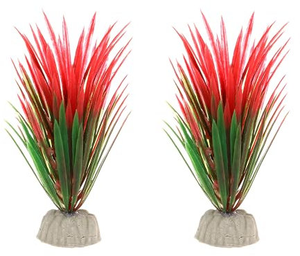 CAPASTEC Plantas de plástico para acuario, planta acuática artificial para paisaje de pecera, 5.12 pulgadas (rojo) 2 unidades