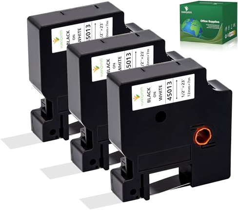 3x Yuanqimm Kompatibel für Dymo Etikettenband D1 12mm x 7m Schwarz auf Weiß D1 Label Cassette 12mm 45013 S0720530, für Dymo Labelmanager Executive 640 CB 160 210D 280 Labelwriter 450 500TS