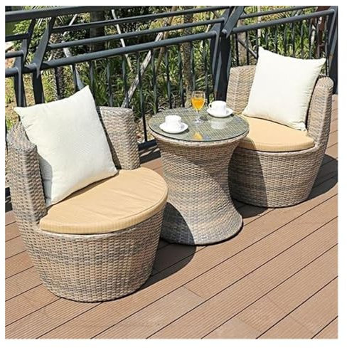 GLigeT Gartengarnitur Hof Balkon Kleiner Tisch Und Stühle Gartenmöbel-Sets Freizeit Rattan Dreiteiliges Set Wasserdichter Outdoor-Tisch Und Stuhl Möbelset im Balkon (Color : 2 Chairs-1 table-02)