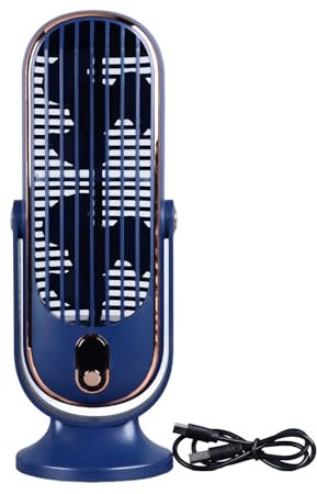 CHEOTIME Desktop Fan, 1800mah USB Brushless Portable Desk Fans Motor Oscillating Quiet 5 Speeds Desk Tower Fan for Home Car Office(blue)