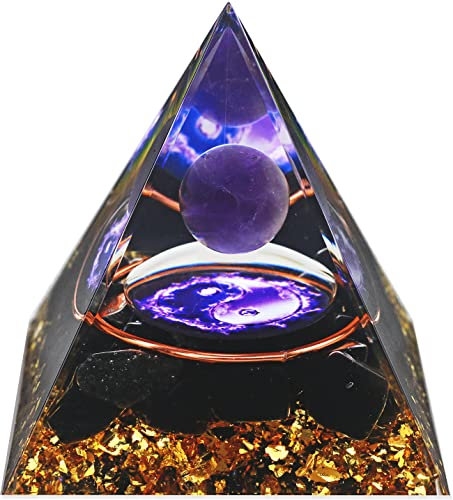 Crystal Pyramid Soul Healing Life Tree Amethyst Moonstone Chakra Stones Crystal Tower Reflect Positive Energy Tower to Attract Wealth Wisdom and Healthy 6cm…