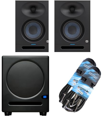 PreSonus Eris Studio 5 - Altoparlanti attivi, 1 coppia + subwoofer Eris Sub 8 BT + 2 cavi jack keepdrum