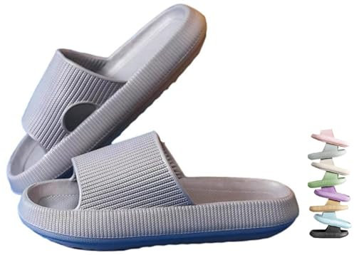VEXITO Claquettes Chausson Femme Été Pantoufles De Douche Homme Sandales Mules Piscine Plage Bain Mer Legere Semelle Epaisse Antidérapant Ouvert Grau Taille 40-41
