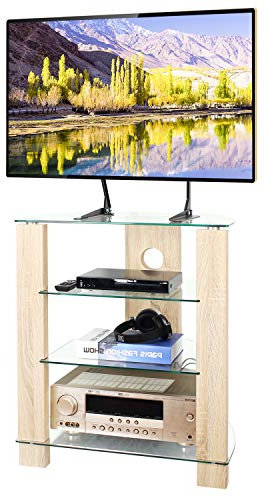 Supporto HiFi a 4 Livelli, supporto da tavolo girevole, supporto per giradischi di archiviazione per audio rack, centro di intrattenimento in vetro temperato, trasparente, mobile multimediale