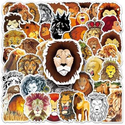 Der Löwe Aufkleber 50 Stück Skateboard Graffiti Aufkleber Motorräder Fahrrad Snowboard Gepäck Laptop Auto Koffer für Kinder und Jugendliche Wasserdichte Vinyl Aufkleber Lion Stickers
