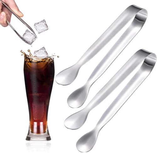 WeddHuis Set 2 Pezzi Pinze per Zucchero e Ghiaccio in Acciaio Inox per Caramelle Buffet Dessert Picnic (11cm) (Argento)