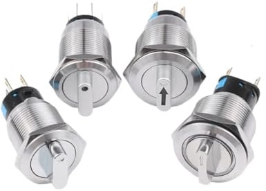 19mm Metal Knob Switch with LED lamp Self-locking/Latching 2 Position 3 Position Rotary Switch(Arrow,WHITE_3-6V)