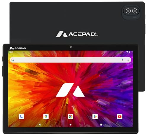Acepad A131 Tablet, 10,1 Zoll, 128 GB, 14 (6+8) GB RAM, Android, 4G (LTE), Performance T616 Octa-Core Prozessor, Dual-SIM, 10, Dual Wi-Fi, BT5, Markenqualität (Schwarz)