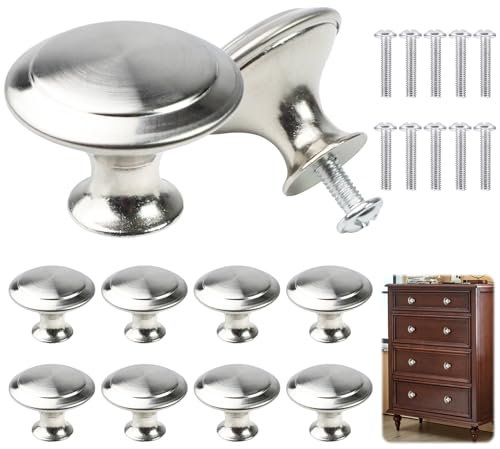 Yuechenggui 15 Stück Schranktürknöpfe Vintage Möbeltürknäufe, Runde Schubladengriff Knöpfe mit Schrauben, Möbelknöpfe Kommodenknöpfe,Schrankgriffe,Schubladenknöpfe für Schrank Schublade (Silber)