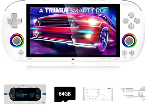 TRIMUI SMART PRO Handheld Spielkonsole 64G TF Card mit 12,000+Spielen, 4,96-Zoll IPS Bildschirm Linux A133P Retro Arcade Videospiel Emulator Geschenke für Erwachsene & Kinder