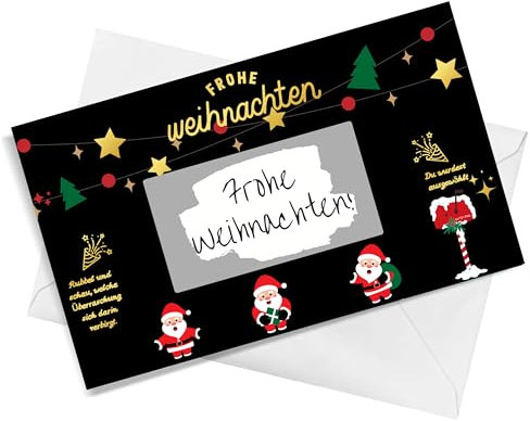 akaca Weihnachts-Rubbelkarten-Gutschein-Geschenkset - Weihnachtsmann-Design (Schwarz)