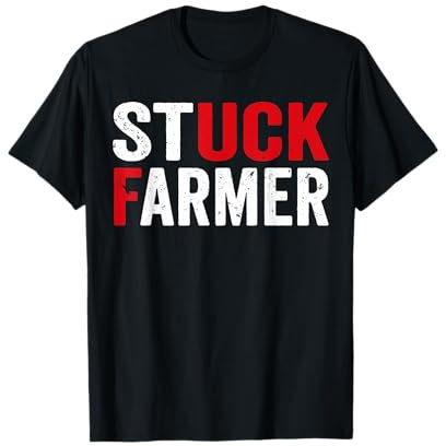 Funny Stuck Farmer Black Adult Unisex Classic Fit Short Sleeve U-Neck T-Shirt S