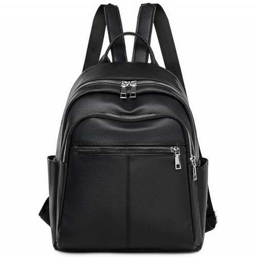 Travistar Rucksack Damen Klein Elegant Cityrucksack PU Leder Damenrucksack Wasserdicht Rucksacktasche Womens Backpack Anti Diebstahl Tagesrucksack für Reisen, Arbeit, Schule (Schwarz)