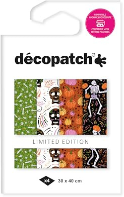 Décopatch TD934C 4 Bögen DécopatchPapier 30x40cm Metallic Skelett sortiert