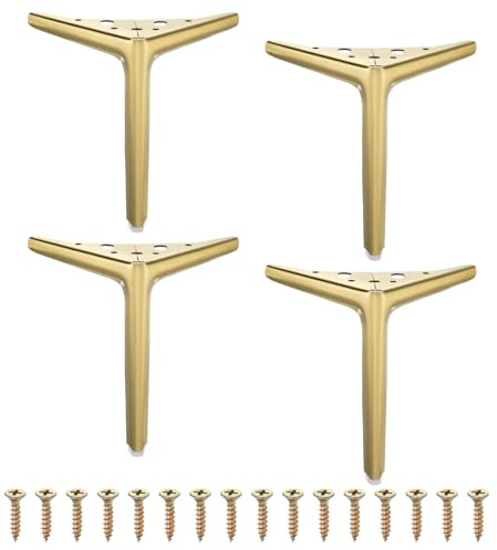 sourcing map 4Pcs Metal Furniture Legs, 7 Inch (Brushed Gold) | Triangular,Heavy Duty,Furniture Feet,DIY Replacement Dresser Legs for Bed, Table, Cabinet, Sofa Chair
