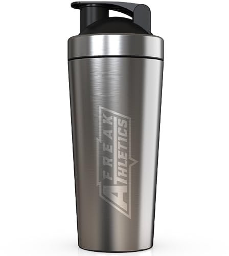 Freak Athletics Protein Shaker Bottle 700ml - Shaker for Protein Shakes - BPA Free Metal Protein Shaker Bottle (Stainless Steel)