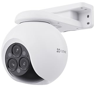 EZVIZ Wi-Fi 360° PTZ Überwachungskamera Aussen mit 3 * 4MP Objektiven, 12 Hybrid-Zoom, Auto-Zoom-Tracking, AI Erkennung, 20m Farbnachtsicht, H.265, 2-Wege-Audio, IP67 Wetterfest, H80f