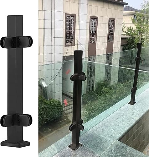 Balustrade aus Glas quadratisch Geländer aus Glas mit Pfosten für Plattformen Treppen Geländer Außengeländer Glasklemme Pool Metall Zaun Geländersystem mit Hardware grau 75 cm