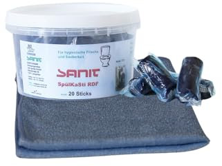 BADfabrik24 Sanit Spülkastensticks RDF blau 3372 – Reinigung & Frische + Mikrofasertuch,biologisch abbaubar, WC Frische, WC Duft, WC Blauwasser, Reinigungstuch,WC Pflege (1)
