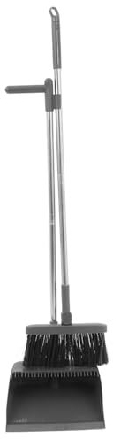 BESTYASH Soft Broom and Dustpan Set Long Handle Indoor Cleaning Tools for Kitchen Office Home Floor Cleaning Broom and Dustpan Pack