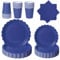 PYAILI Anniversaire Vaisselle de fete 96 Pièces Bleu Foncé Party Assiettes en Papier Set Assiettes de Fête Papier Tasses Serviettesr, pour Barbecue les Fêtes les Pique-niques -24 Invités