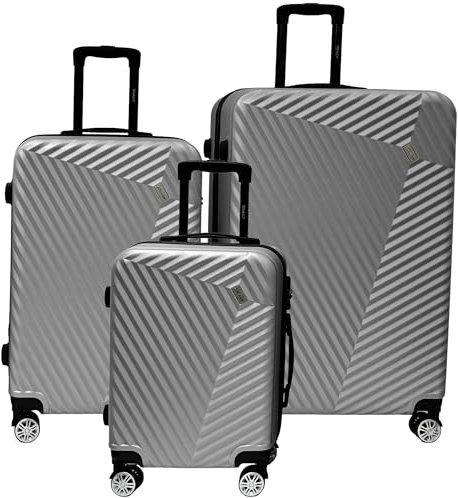 xRace 3-teiliges Kofferset ABS Hartschalenkoffer – 20/24/28 Zoll Handgepäck Trolley, 4 leise 360° Doppelrollen, TSA Schloss, stoßfest, platzsparend stapelbar, Premium Innenfutter (Silber)