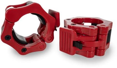 Bodymax Olympic Lockjaw Collars Set – Red Heavy-Duty Quick-Release Clamp for 2″ Olympic Plates – Secure & Durable Weight-Lifting Clips for Barbells, Dumbbells & Home Gym Equipment