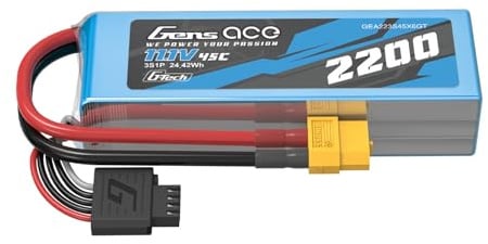 Gens ace Batterie LiPo 3S 11,1 V 2200 mAh 45C avec Connecteur XT60 – Batterie Softpack pour Avion, Hélicoptère et Voiture RC