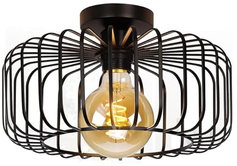 Gokoly Black Metal Ceiling Lighting Fixture, Semi Flush Mount Ceiling Light Pendant Lights for Living Room Bedroom Dining Room Kitchen Hallway Lounge