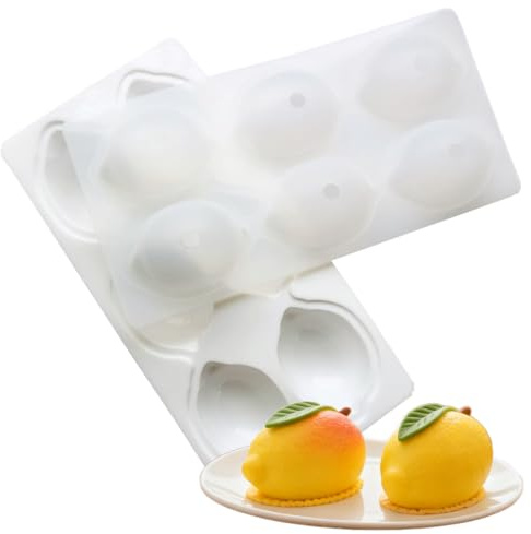 Molde de silicona de limón, 6 rejillas, forma de limón, 3D, molde de silicona para frutas para brownies, pastel de mousse, postres horneados, decoración de pasteles, molde de pan DIY