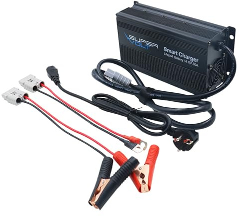 Supervolt LiFePO4 Ladegerät 12V 30A | Schnelles Laden für Lithium Batterien | Plug & Play mit Anderson-Stecker & Schutzsystem | Inkl. 1,5 m AC & DC Kabel – für Wohnmobil, Boot & Solar