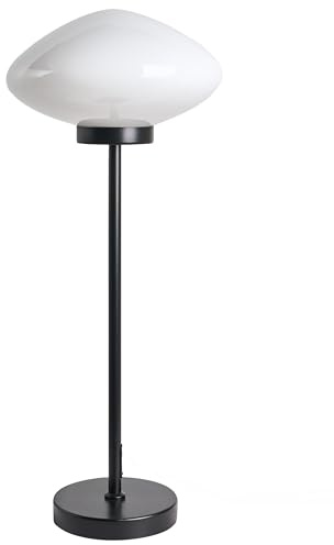 Beliani Tischlampe Metall schwarz ovaler Glasschirm 1-flammig 62 cm hoch modern Sibun