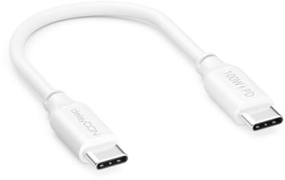 deleyCON 0,15m USB C Kabel PD3.0 (100W Schnellladekabel) Kurzes Ladekabel für iPhone 17 16 15 Pro Max Air Galaxy S26 S25 S24 S23 S22 Pixel iPad Pro MacBook Air Tablets Switch PS5 - Weiß