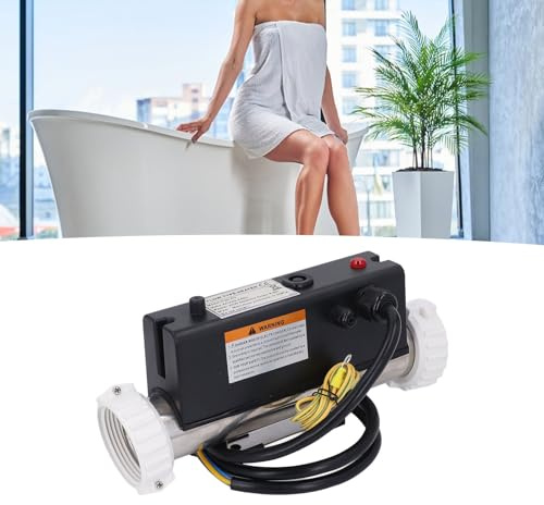Phefop Poolheizung, Elektrische -Heizung mit Temperaturregelung und Hochtemperatur-Schutzschalter, für Spa-Badewanne, Schwimmbad, Festverdrahtet (2KW)