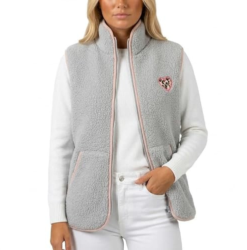 Zwillingsherz Damen Weste - Flauschiges Teddyfleece - Kuschelige Weste in modernem Stil