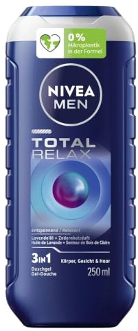 Nivea Men - Gel doccia/shampoo 3 in 1, Total Relax, confezione da 6 pezzi, 250 ml
