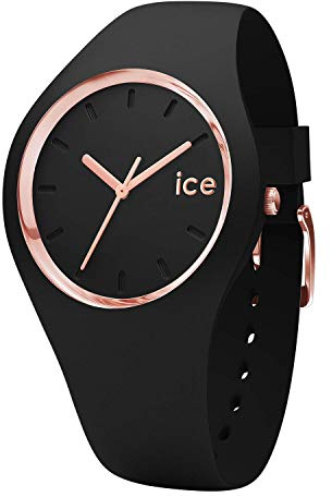 ICE-WATCH - Ice Glam Black Rose-Gold - Montre Noire pour Femme avec Bracelet en Silicone - 000979 (Small)