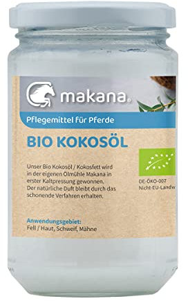 Makana BIO Kokosöl/ Kokosfett für Pferde, kaltgepresst, 250 ml Glas