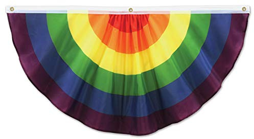 Beistle Rainbow Fabric Bunting – Polyester Half-Circle Pride Decoration with Grommets for Indoor & Outdoor Use, LGBTQ+ Events, Parades, Porch Railings, and Colorful Celebrations, 48 x 24