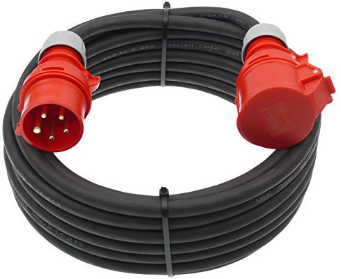 Starkstromkabel 16A 15m mit Phasenwender H07RN-F 5x2,5 Starkstrom Verlängerungskabel CEE Verlängerung 16 Ampere Kabel 5x2,5mm2 Baustelle Werkstatt Industrie Geeignet Outdoor IP44