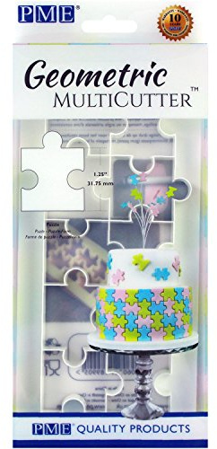 PME GMC153 Geometric MultiCutter for Cake Design - Puzzle, Large Size, 1.25-Inch, White