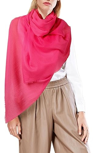 Prettystern Extra Großer Damen Stola fein weich XXL Pashmina-Schal 100% Wolle Umschalgtuch Schulter-Tuch Wollschal - Pink