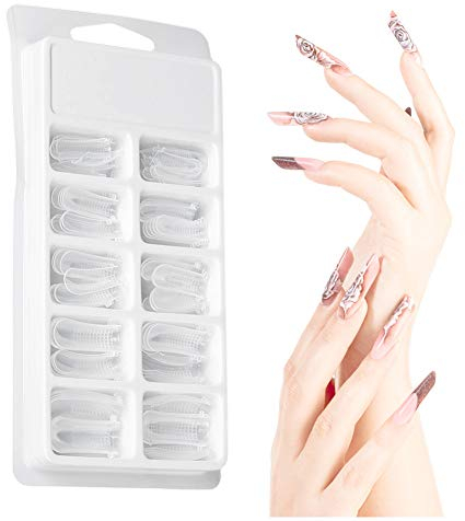DEWIN Faux Ongles,100 Pcs Capsule Cover Gel Capsule Acrygel Capsule Acrylique Capsules Ongles Ongles Popit Capsule pour Outil de Manucure DIY