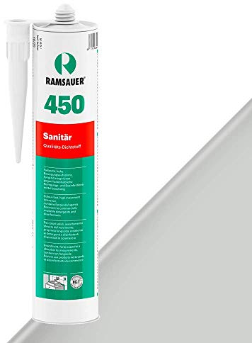 RAMSAUER 450 Sanitär 1K Silikon (Hell Whisperblau) - 310ml Kartusche, ideal für Feuchträume & Nassbereiche, Lebensmittelbereich, leicht verarbeitbar, schnelle Tiefhärtung, optimale Glättbarkeit