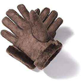 MASCOT ONLINE SPACEFLIGHT klassische Lederhandschuhe für Winter/Herbst dunkelbraun, Split Leder Handschuhe mit Kunstfell, gefüttert, elegante Voll Fingerhandschuhe, Unisex (M)