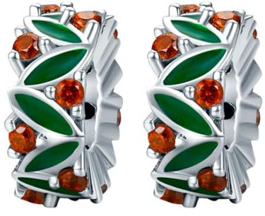 Abalorios de Navidad, 2 unidades, plata de ley 925 auténtica, estrellas y flores, espaciadores de cristal para pulsera Pandora, dije para el día de la madre (Navidad), Cristal, Crystal
