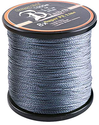 LSHEL Geflochtene Angelschnur 8fach 1000m PE Super Starke Geflochtene Schnüre, Grau, 0.8# 0.15mm/8.18kg/18lb