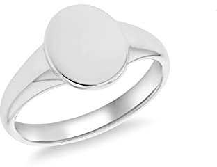 Tuscany Silver Damen-Siegelring oval Sterlingsilber rhodiniert 9x10,7mm Gr. 57/58